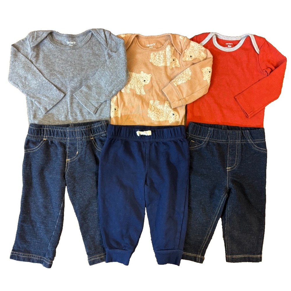 Carters Baby Boy 9 Months Outfits Bodysuits Jeans‎ Pants L/S Shirts Lot Clothes
